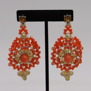 Ottaviani Bijoux One of a Kind Orange Colored Statement Earrings New In Box